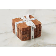 Scalloped Wood Coasters, Square, Set of 4