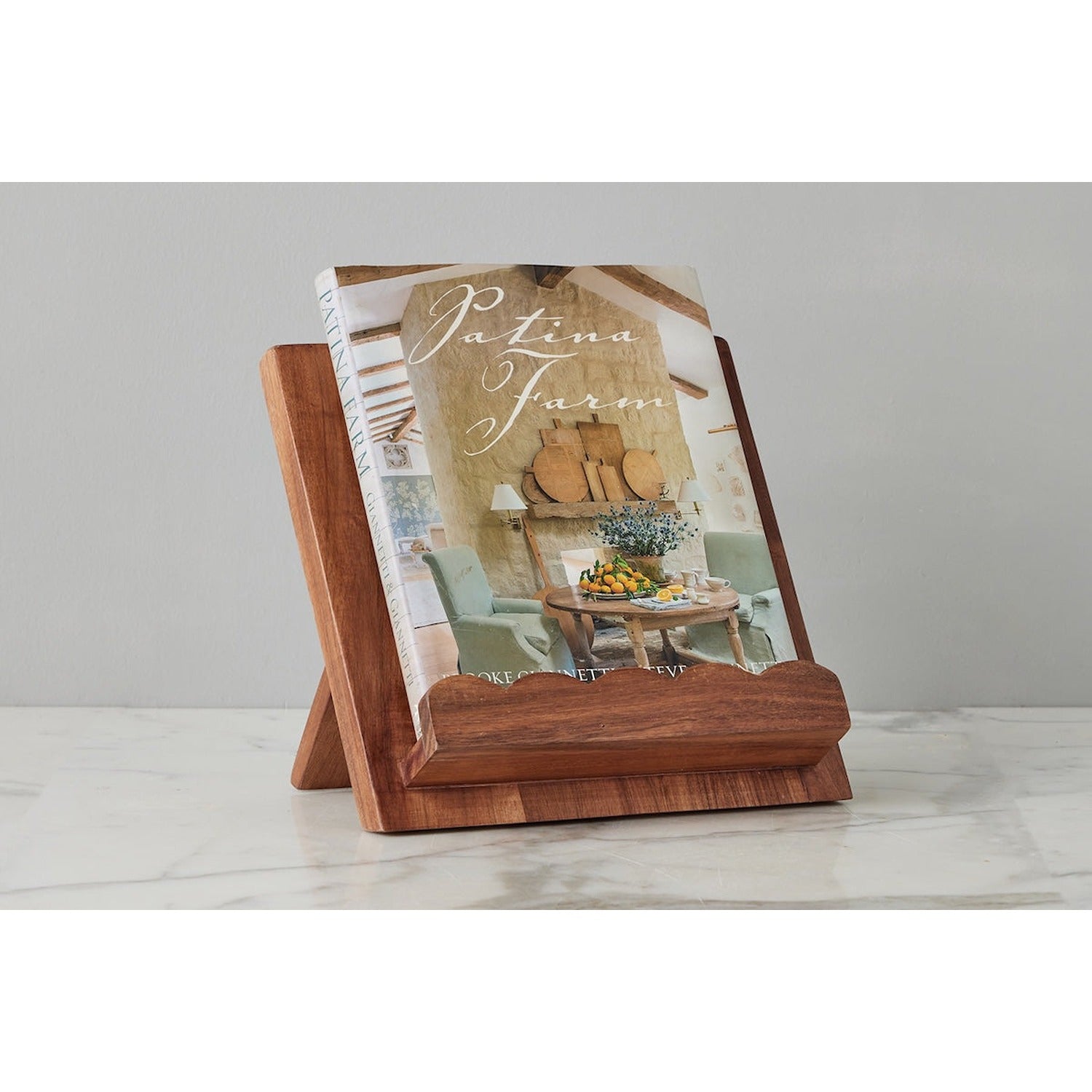 Scalloped Wood Book Stand, Natural