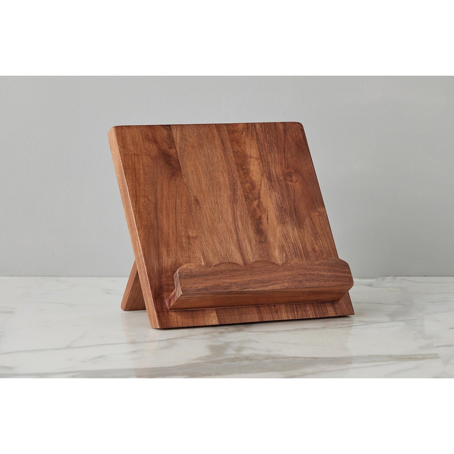 Scalloped Wood Book Stand, Natural