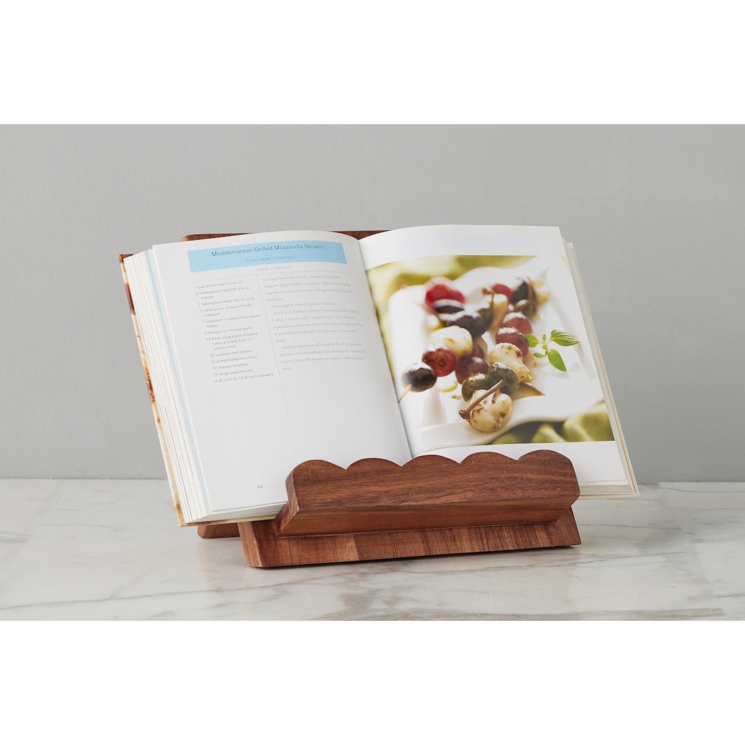 Scalloped Wood Book Stand, Natural
