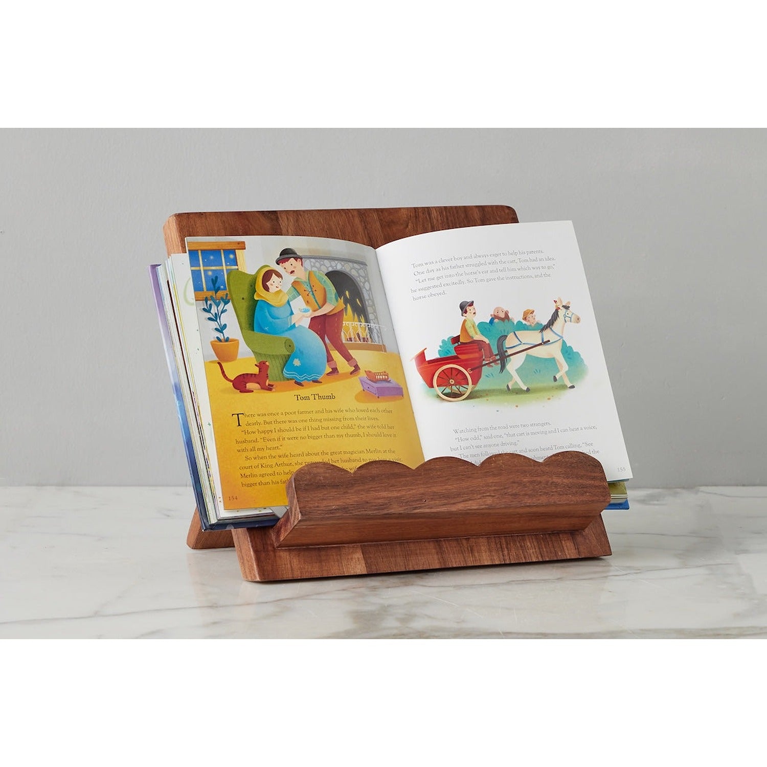 Scalloped Wood Book Stand, Natural