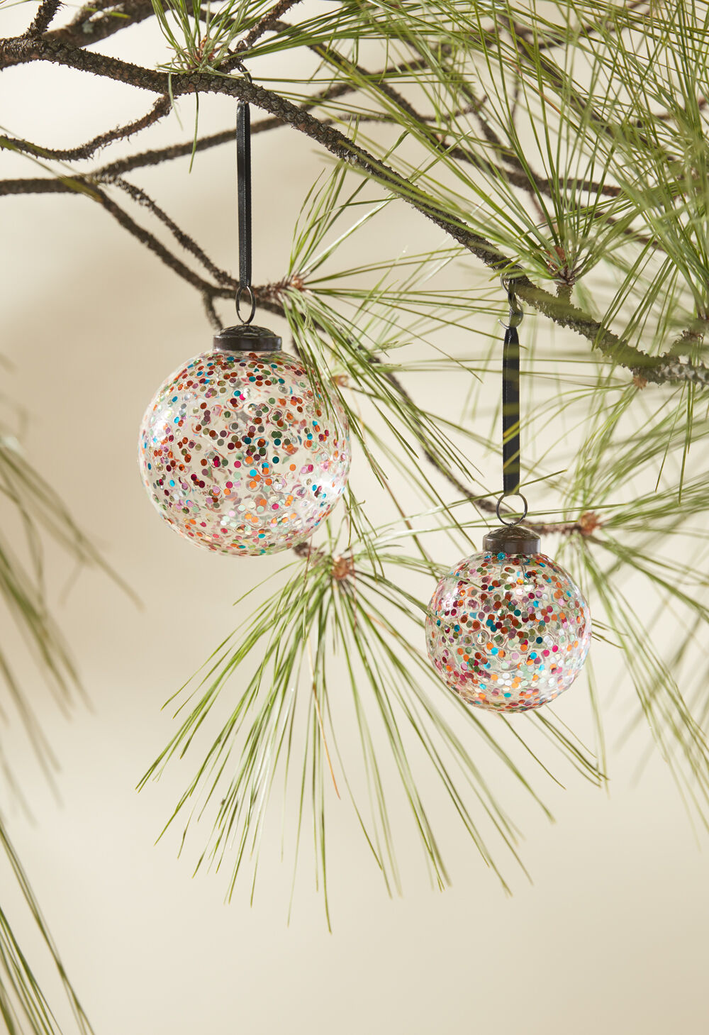 Rainbow Glitter Ornament Set of 6