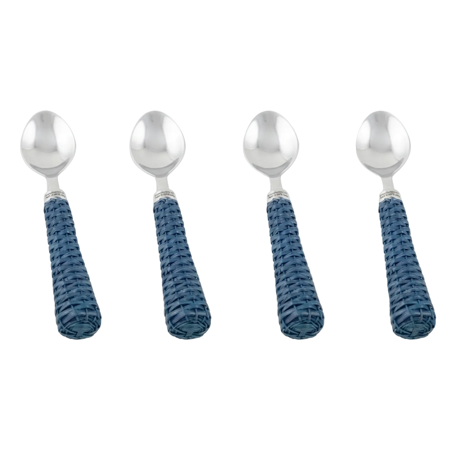 Set of 4 Navy Basketweave Condiment Spoons