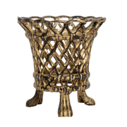Black & Gold Lattice Footed Planter