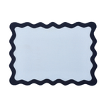 Hampton Pale Blue & Navy Trim Placemat & Napkin