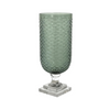 Glass Hurricane, Smoke/Green Top w/ Clear Base