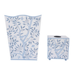 Blue & White Bird & Vine Wastepaper Basket & Tissue