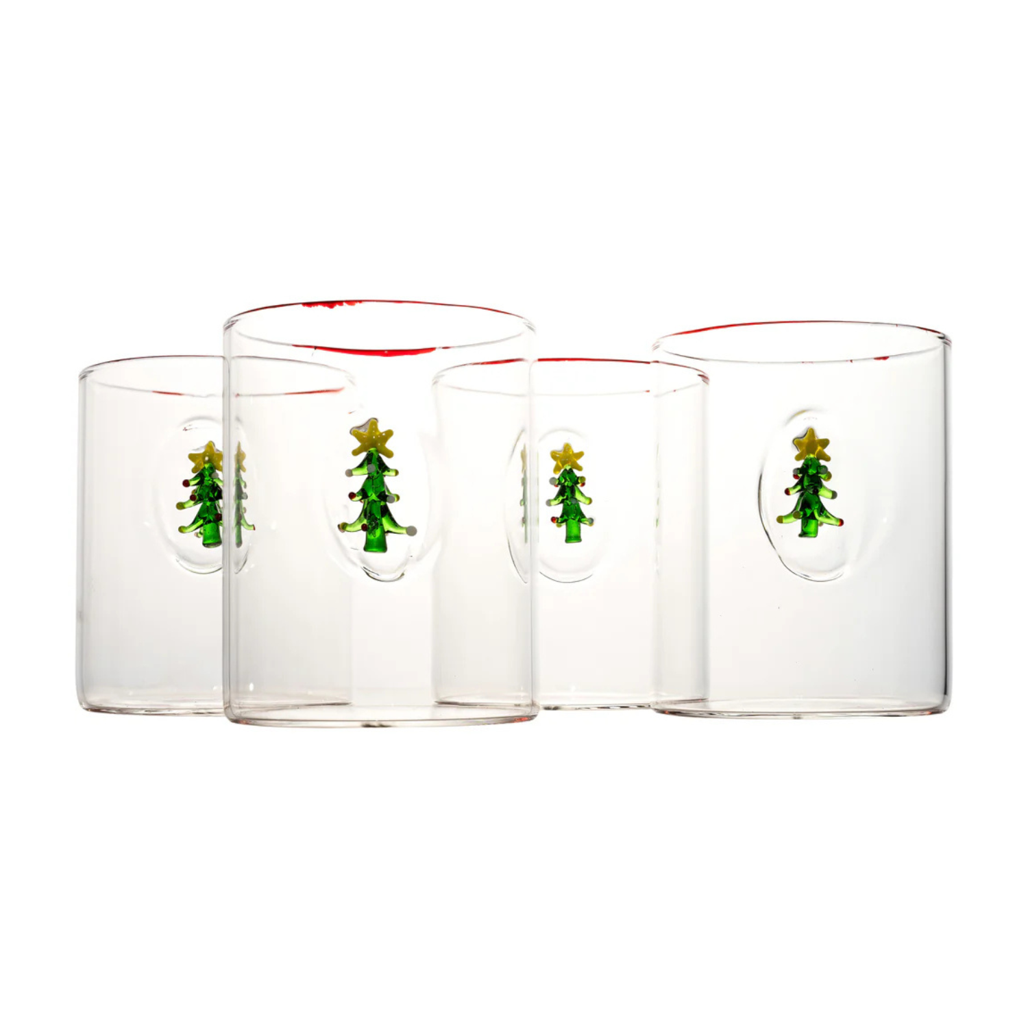 Christmas Tree Hiball Glasses, Set/4