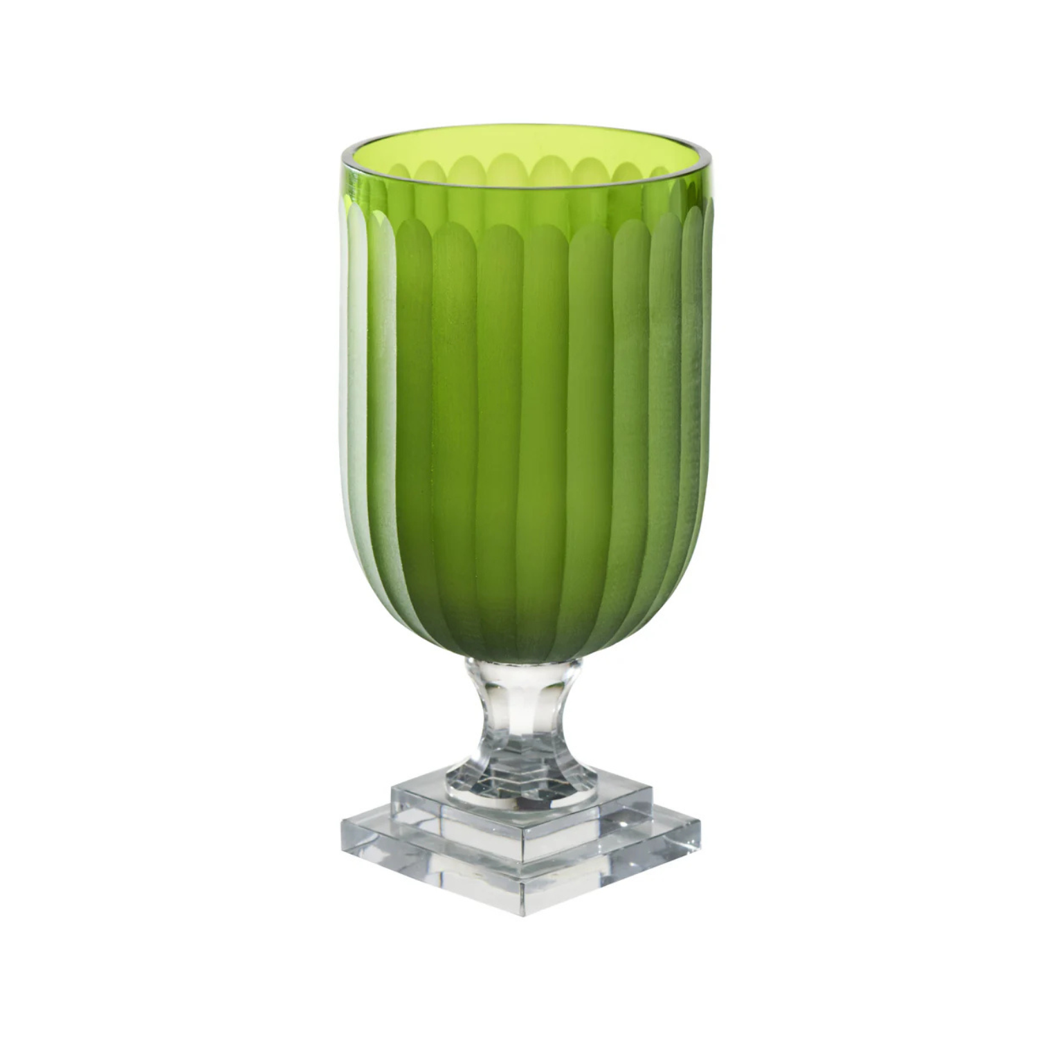 Glass Hurricane, Green Top w/ Clear Base