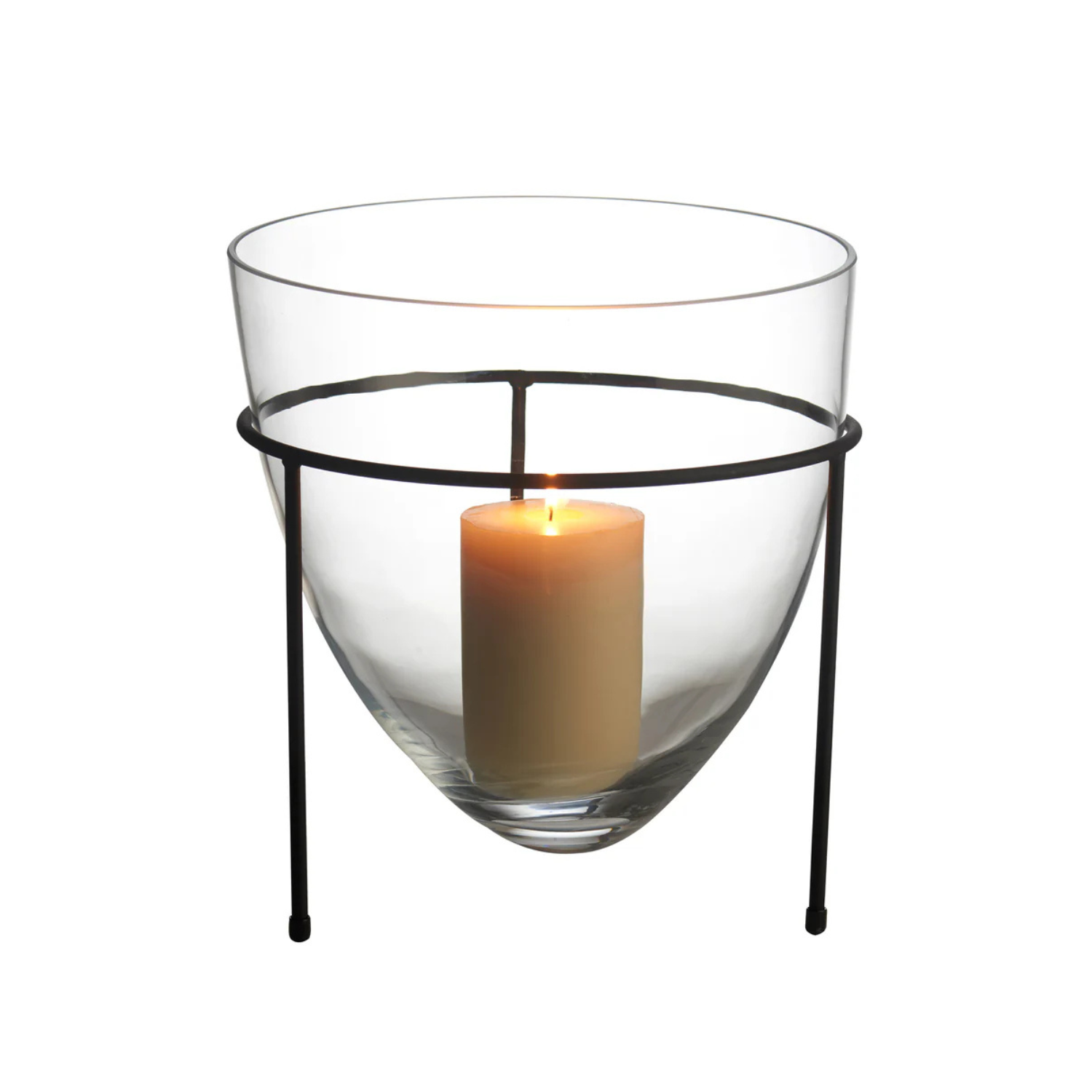 Clear Bell Hurricane in Metal Stand