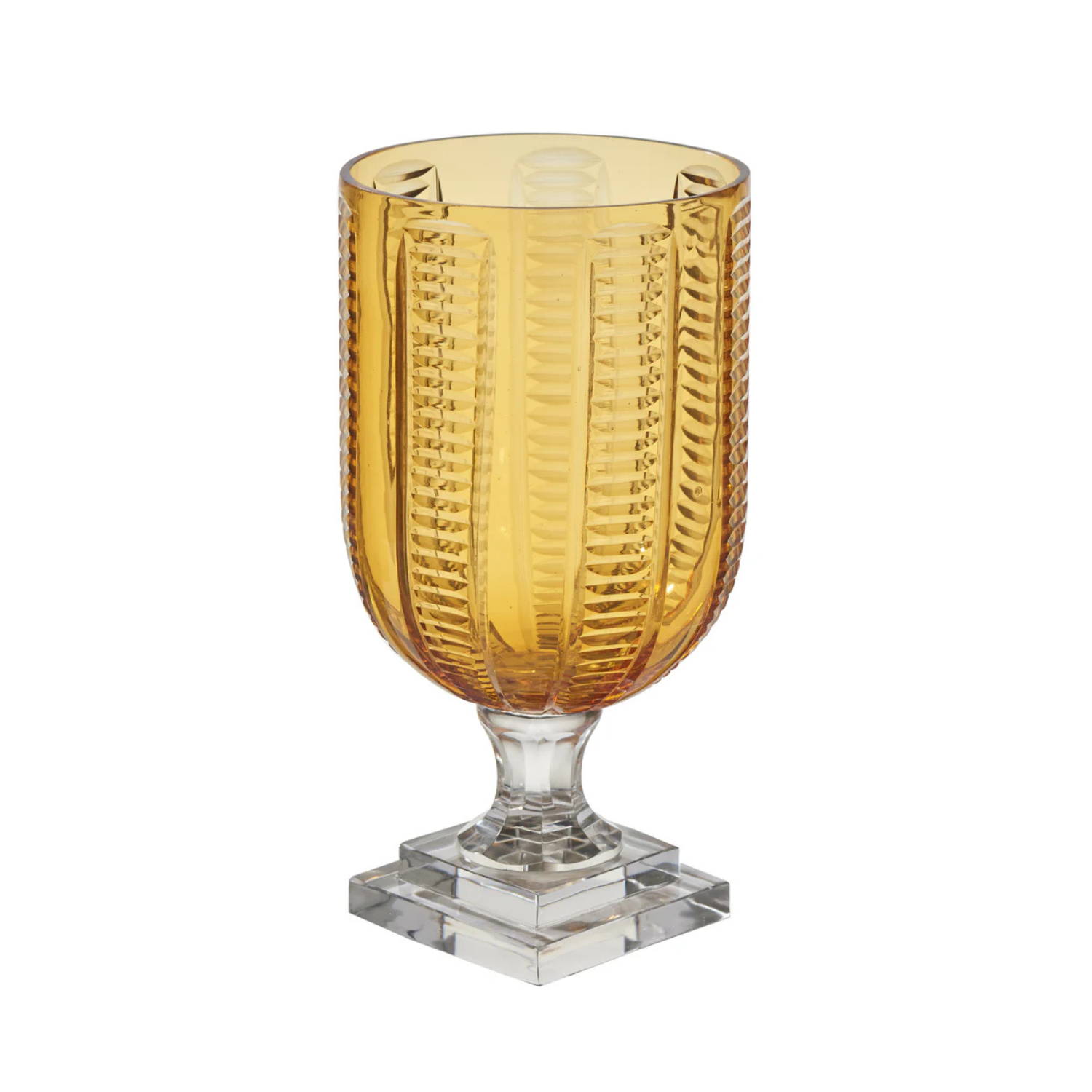 Glass Hurricane, Amber Top w/ Clear Base