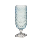 Glass Hurricane, Pale Blue Top w/ Clear Base