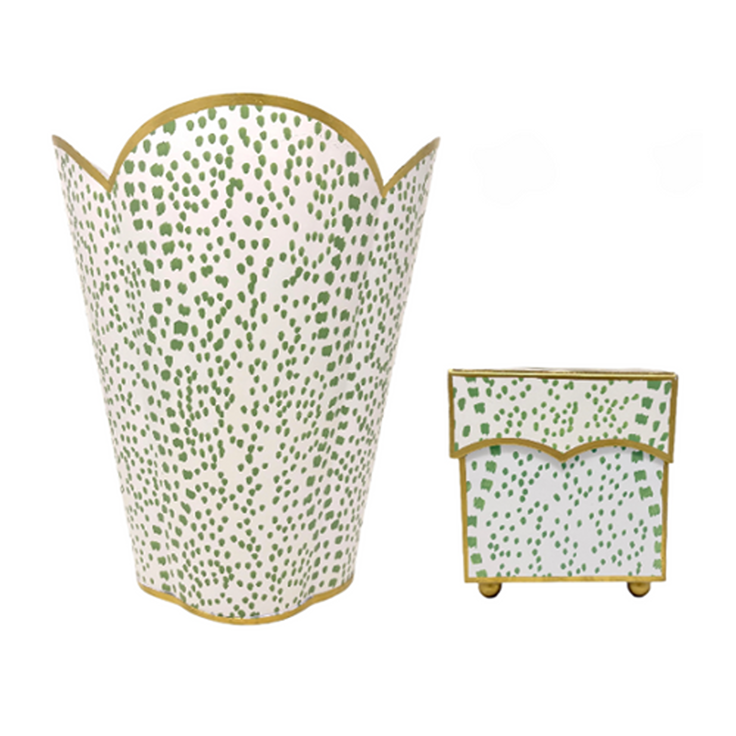 Green Polka Dot Tissue Holder & Wastepaper Basket