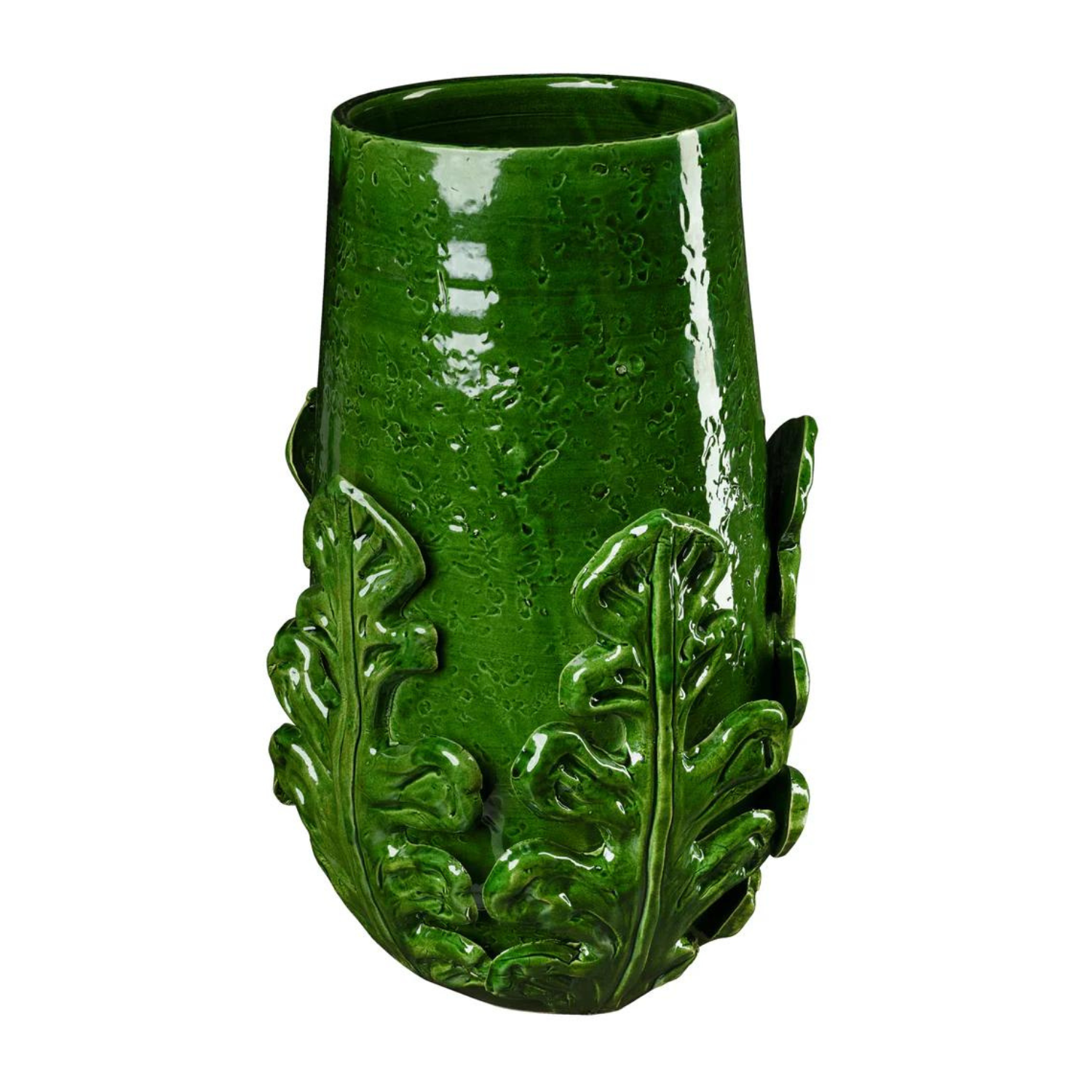 Greco Tall Vase, Green Leaves