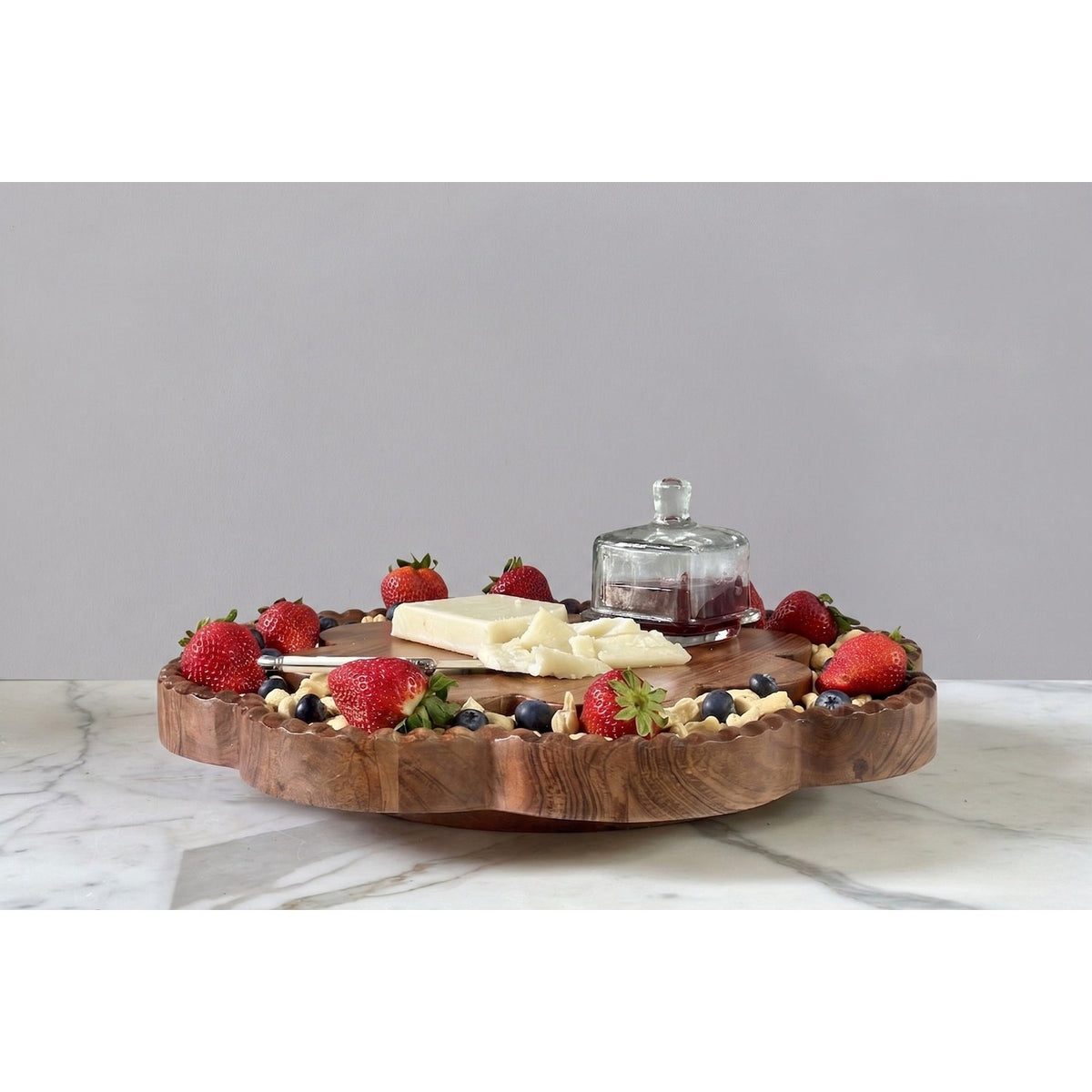 Vintage English Bread Board, Scalloped Lazy Susan