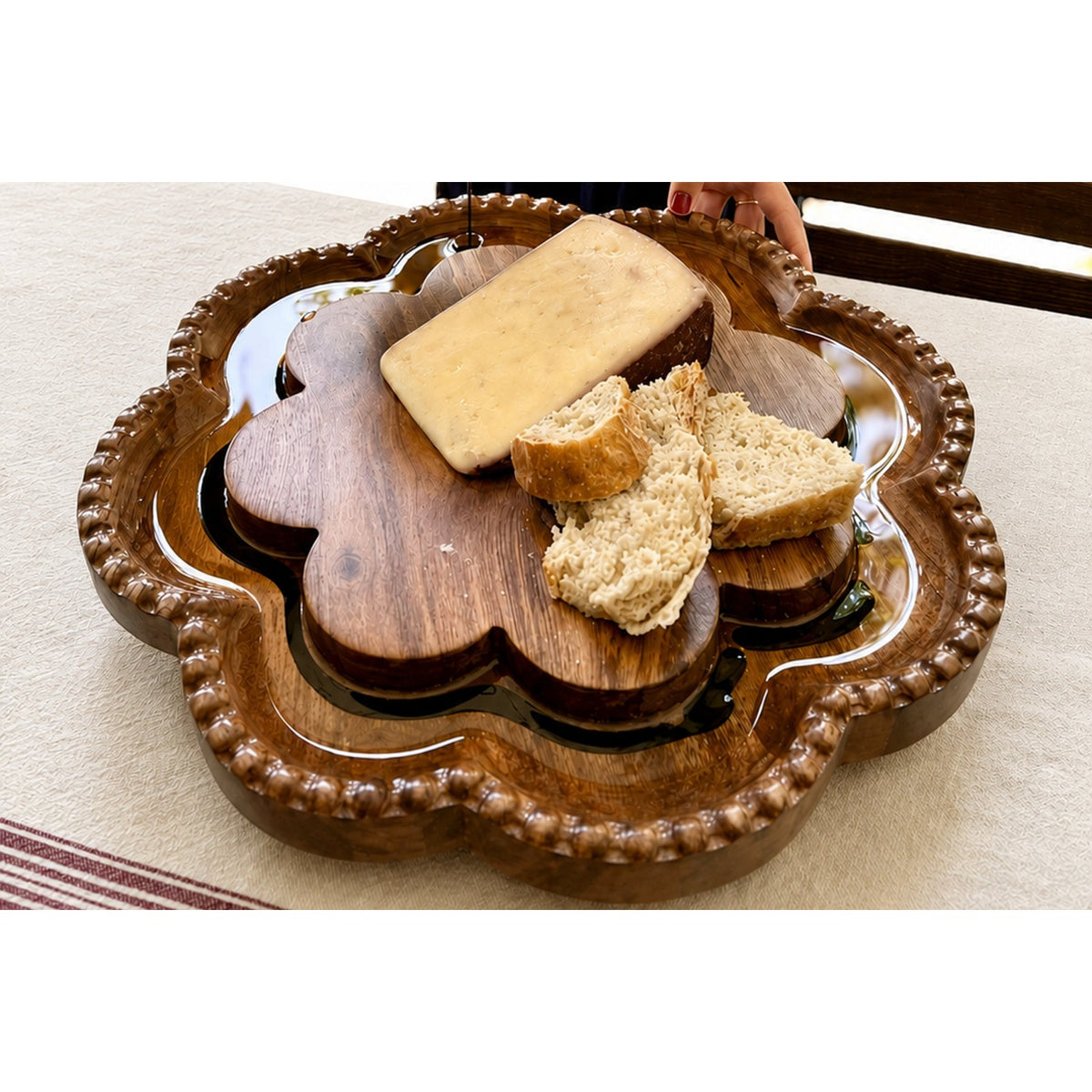 Vintage English Bread Board, Scalloped Lazy Susan