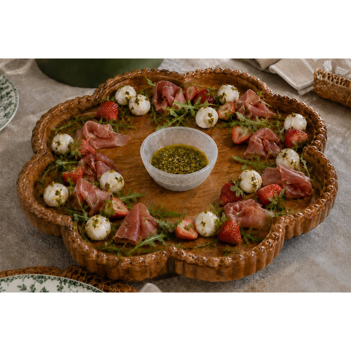 Vintage English Bread Board, Scalloped Lazy Susan