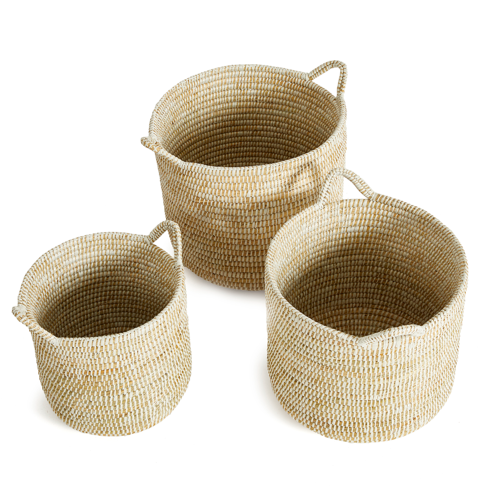 Raven Round Baskets with Handles Set of 3