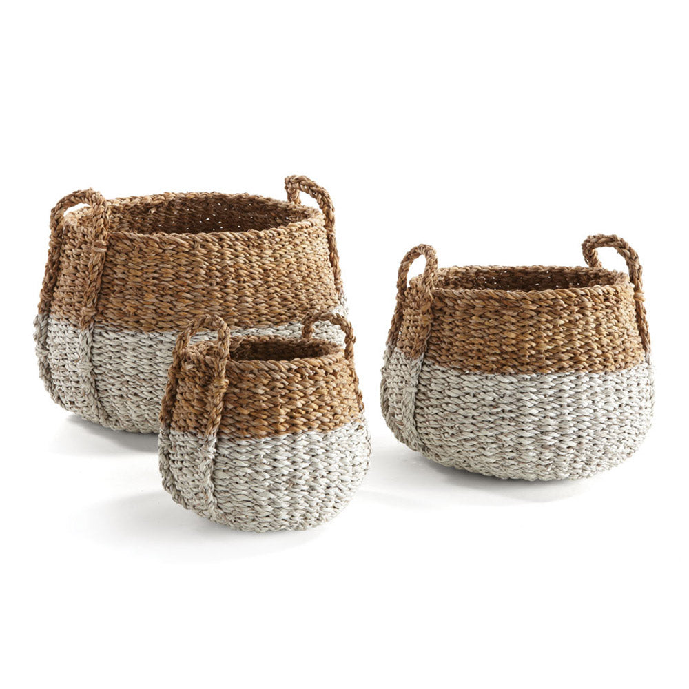 Seagrove Round Baskets with Handles, Set of 3