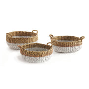 Seagrove Shallow Baskets with Handles, Set of 3