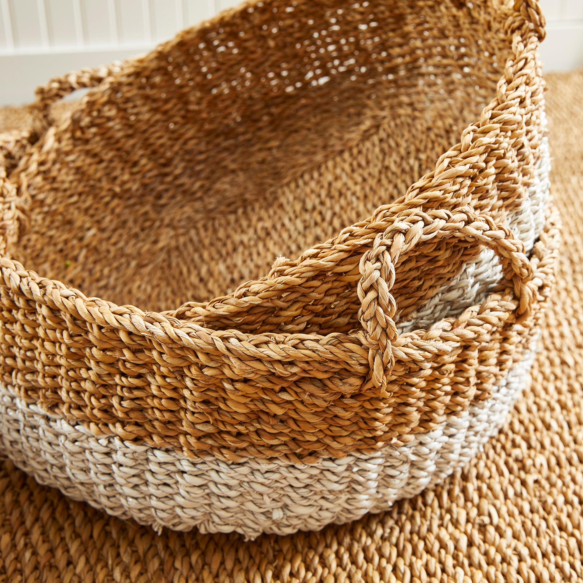 Seagrove Shallow Baskets with Handles, Set of 3