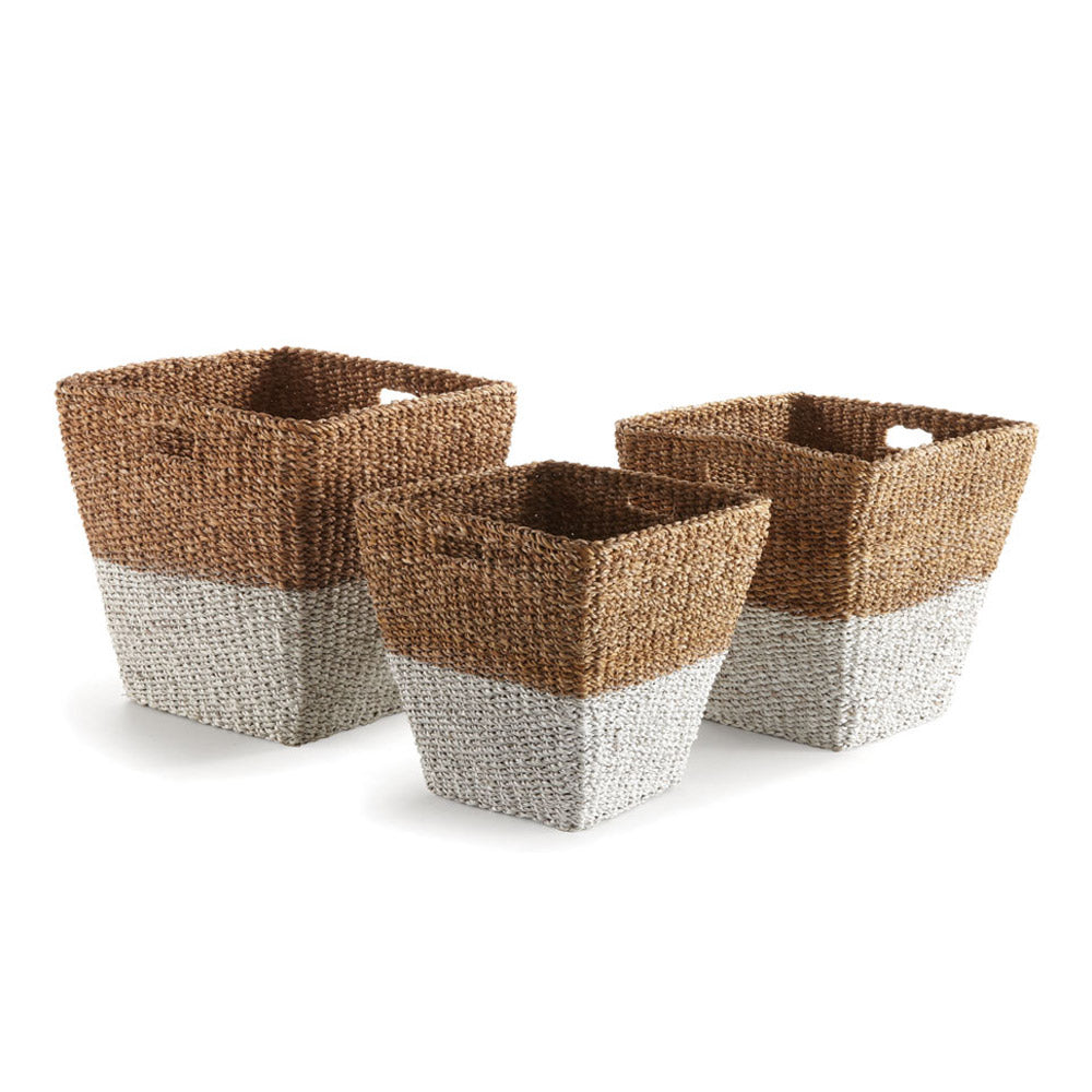 Carex Seagrass Rectangular Storage Baskets, Set of 3