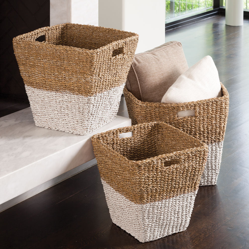 Carex Seagrass Rectangular Storage Baskets, Set of 3