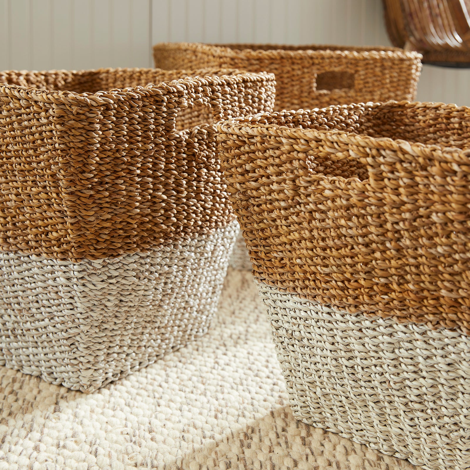Carex Seagrass Rectangular Storage Baskets, Set of 3