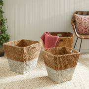 Carex Seagrass Rectangular Storage Baskets, Set of 3