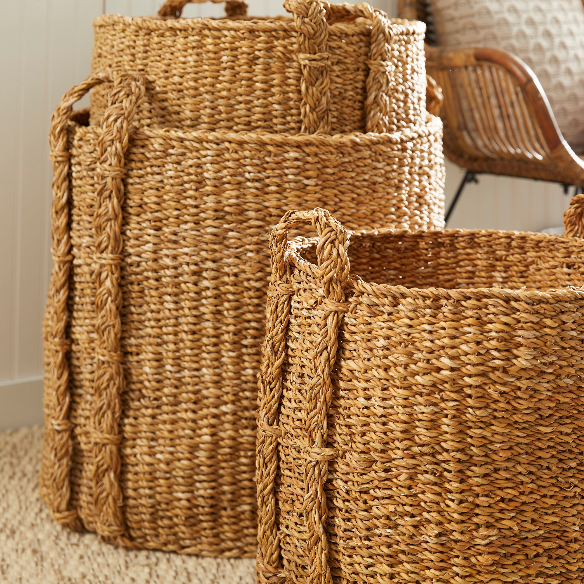 Carex Seagrass Round Baskets Large, Set of 3