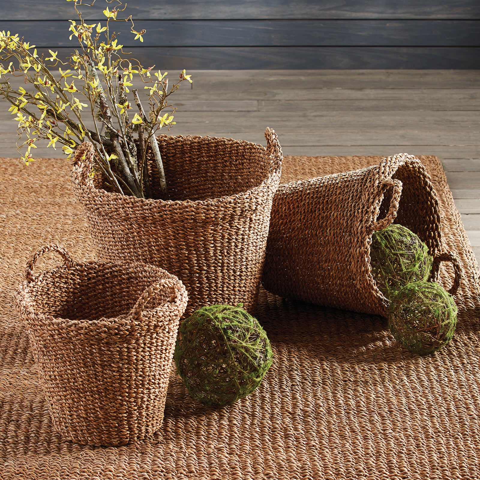 Seagrove Tapered Baskets with Handles, Set of 3