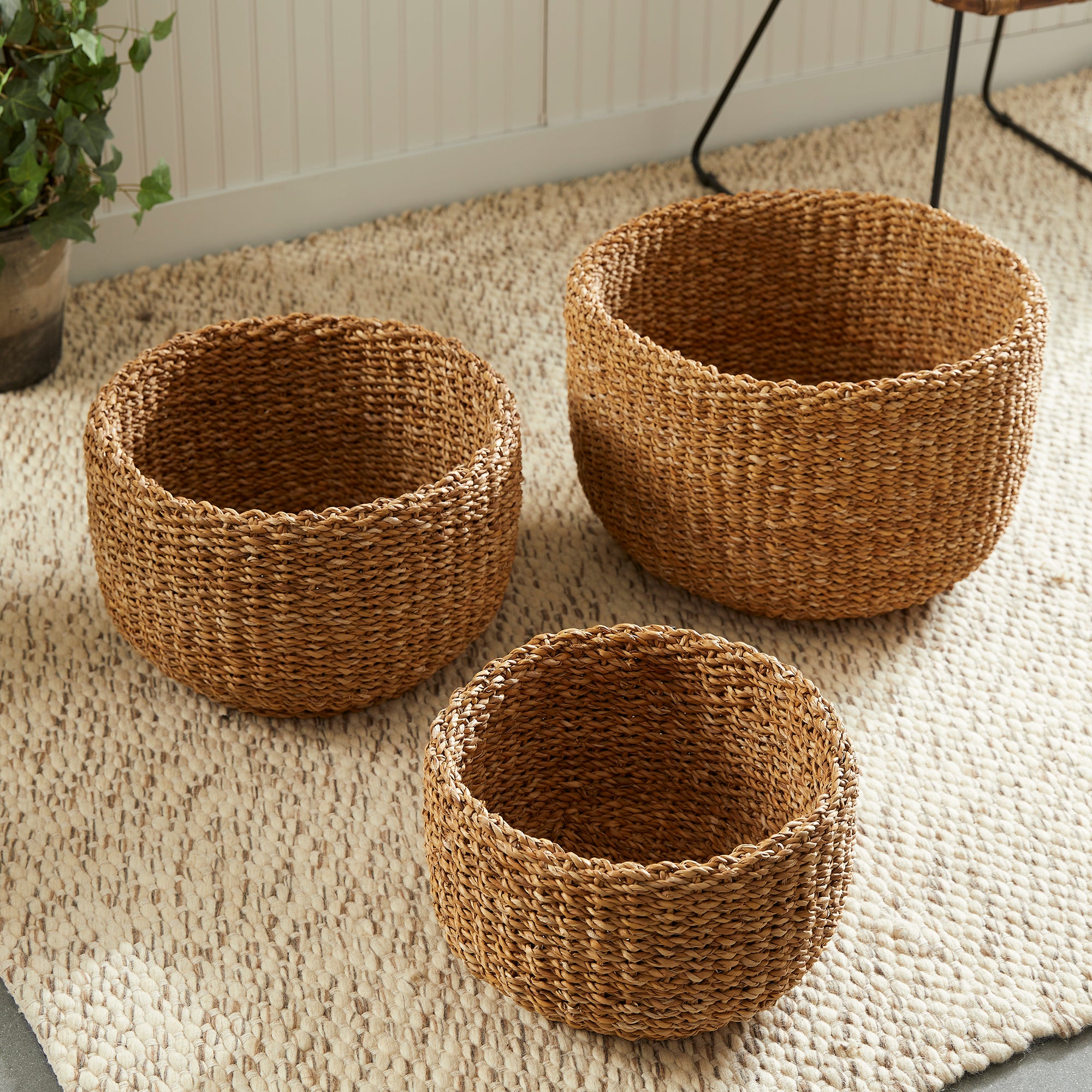 Seagrove Cylindrical Baskets, Set of 3