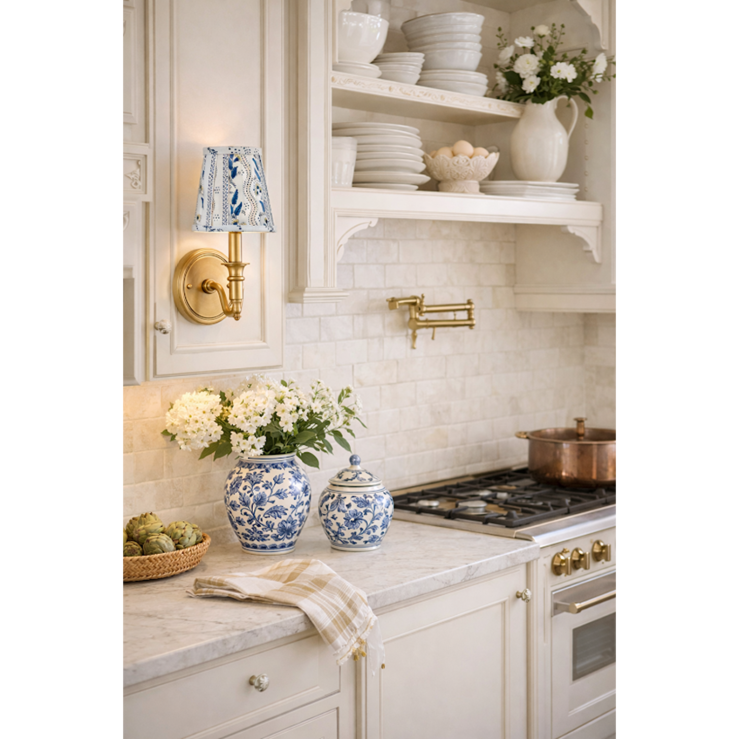 Blue Trellis Sconce Shade