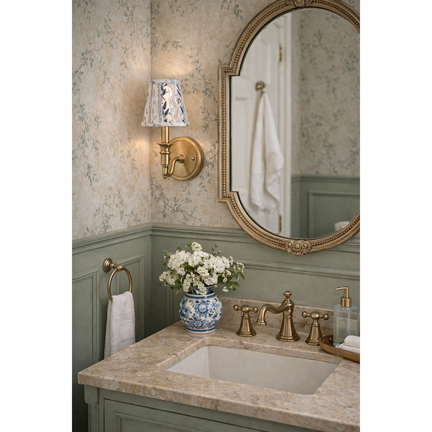 Blue Trellis Sconce Shade