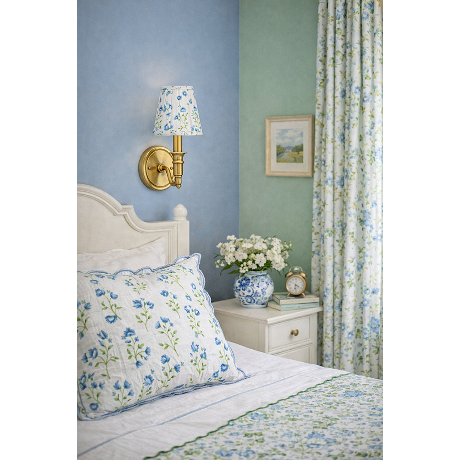 Blue Floral Sconce Shade