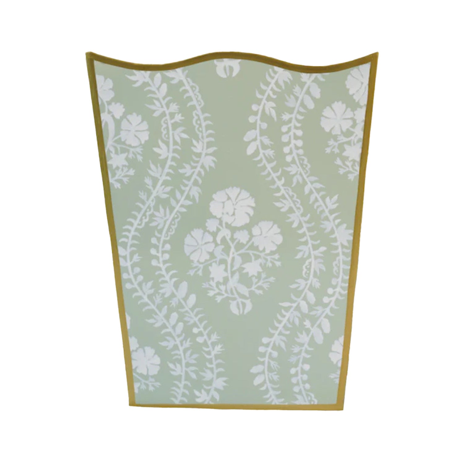 Sage Green Floral Trellis Wastepaper Basket & Tissue (3 Options)