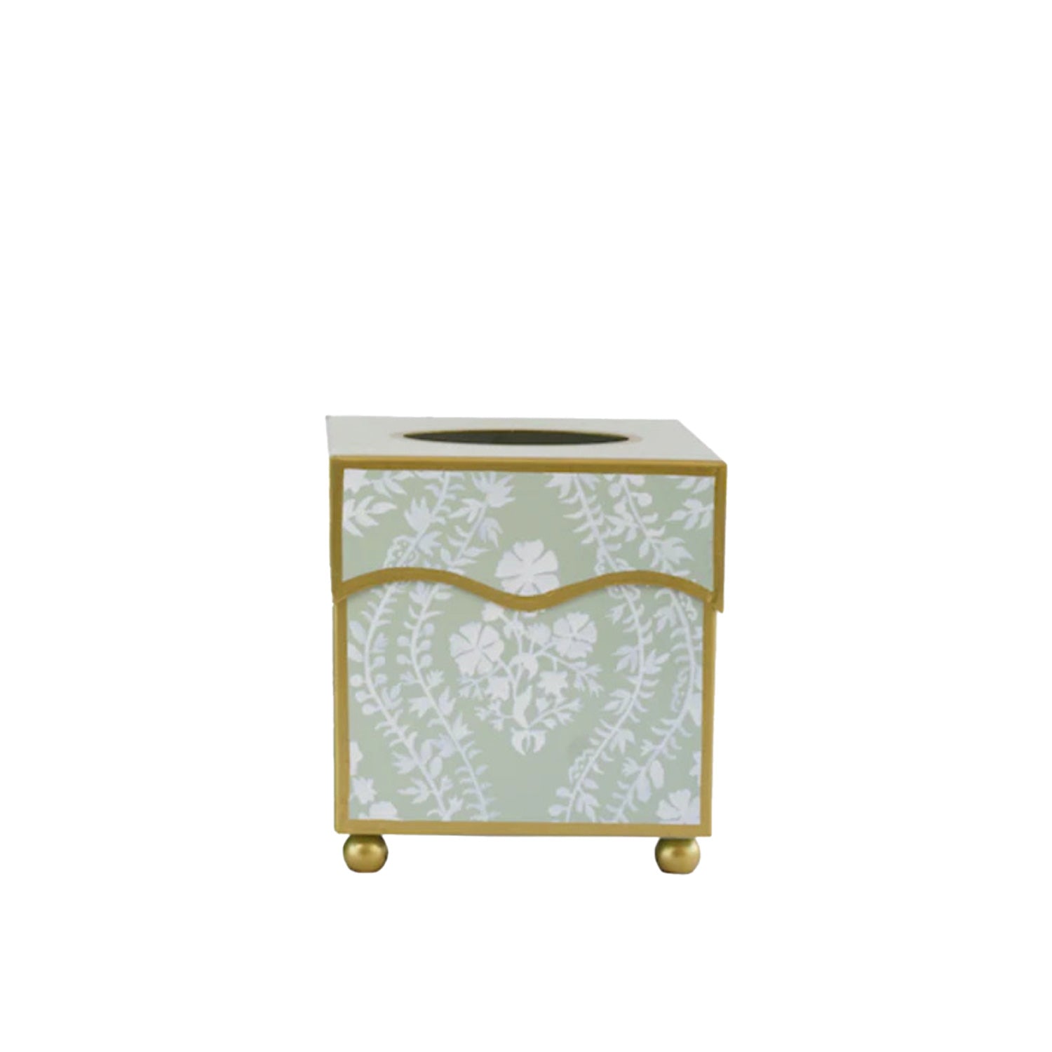 Sage Green Floral Trellis Wastepaper Basket & Tissue (3 Options)