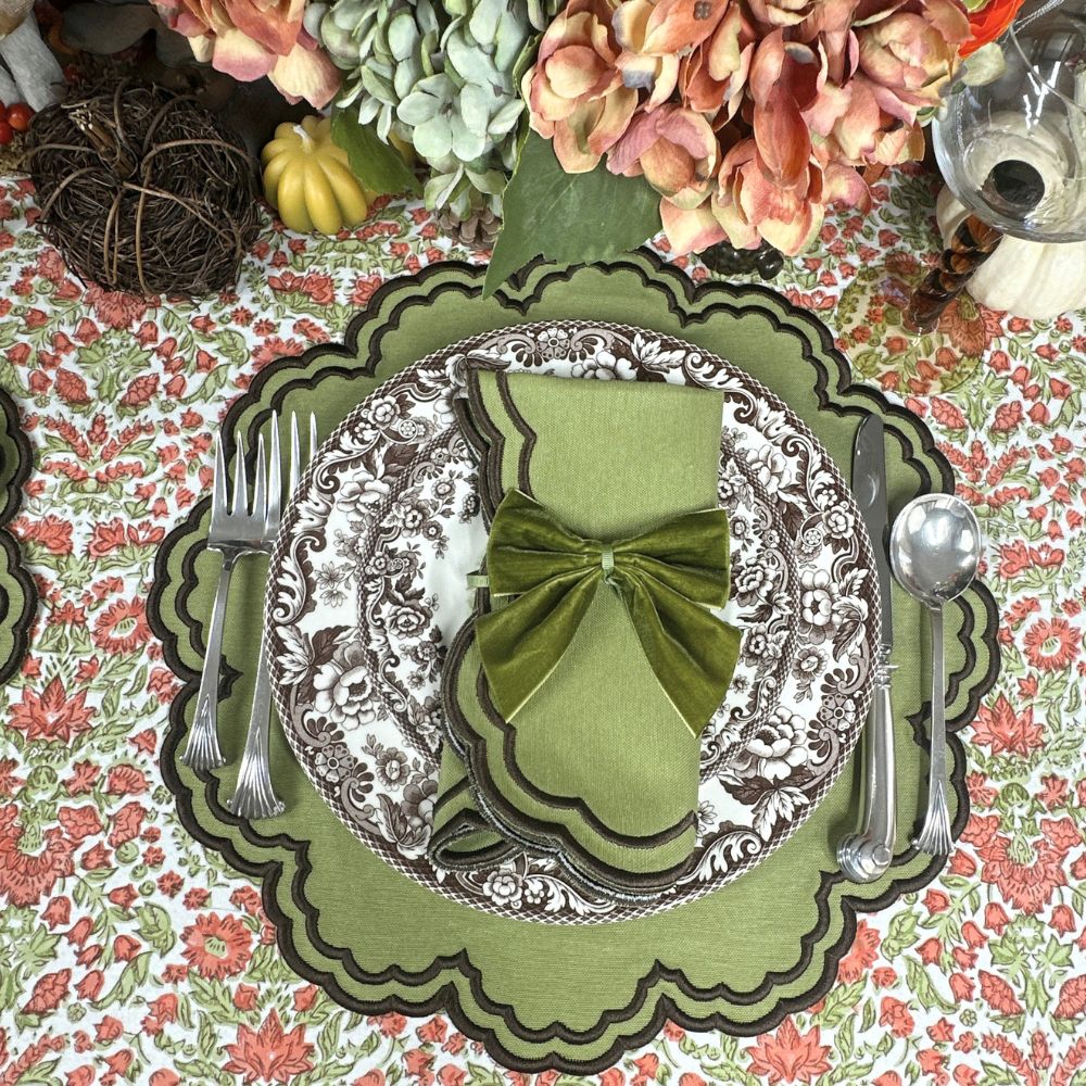 Bettina Napkin - Sage and Cocoa (Set of 4)