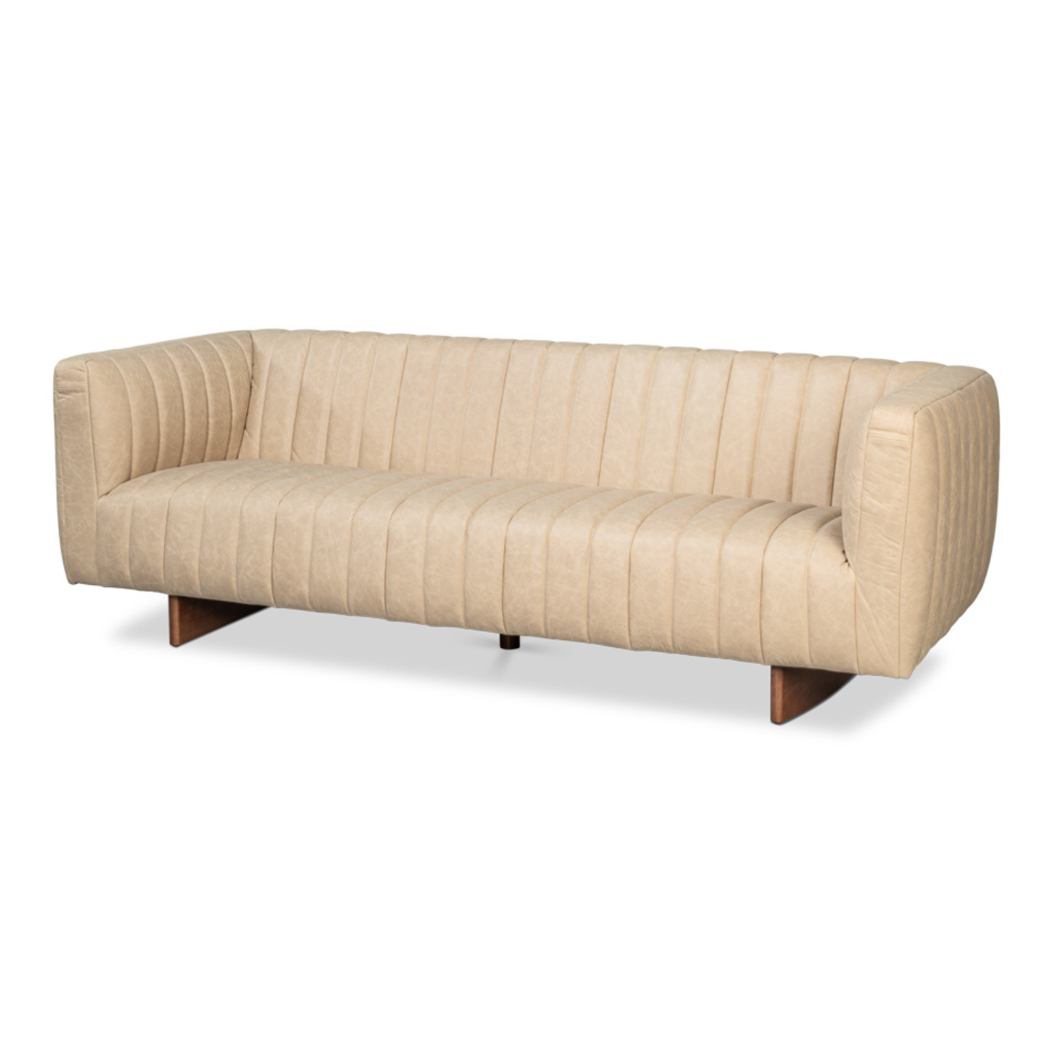 Denys Leather Sofa, Cappuccino White