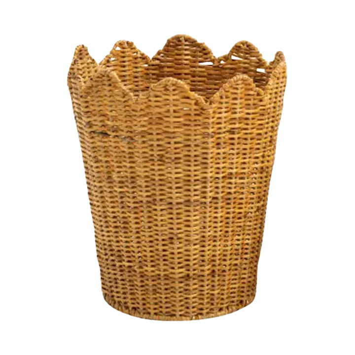 Scalloped Wicker Wastepaper Basket & Tissue Holder
