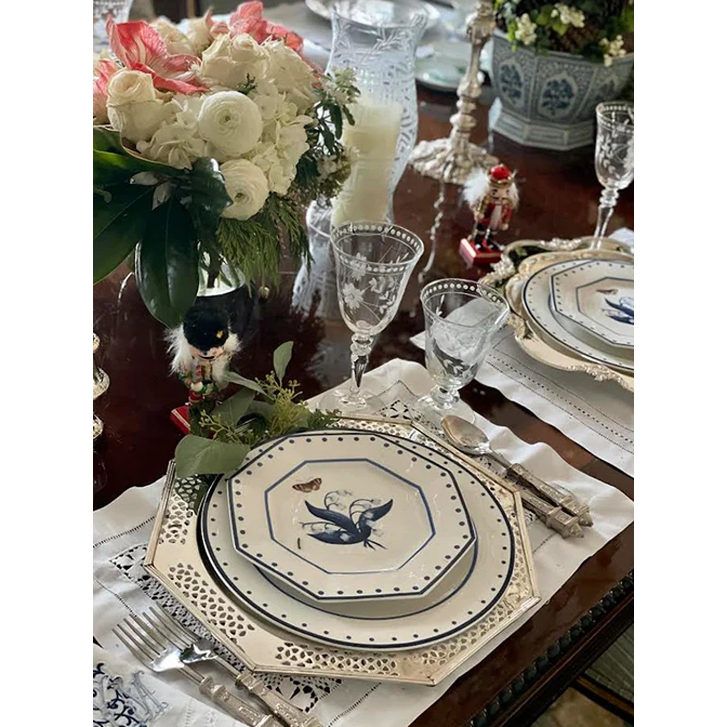 Lily of the Valley Blue and White Dinner Plate