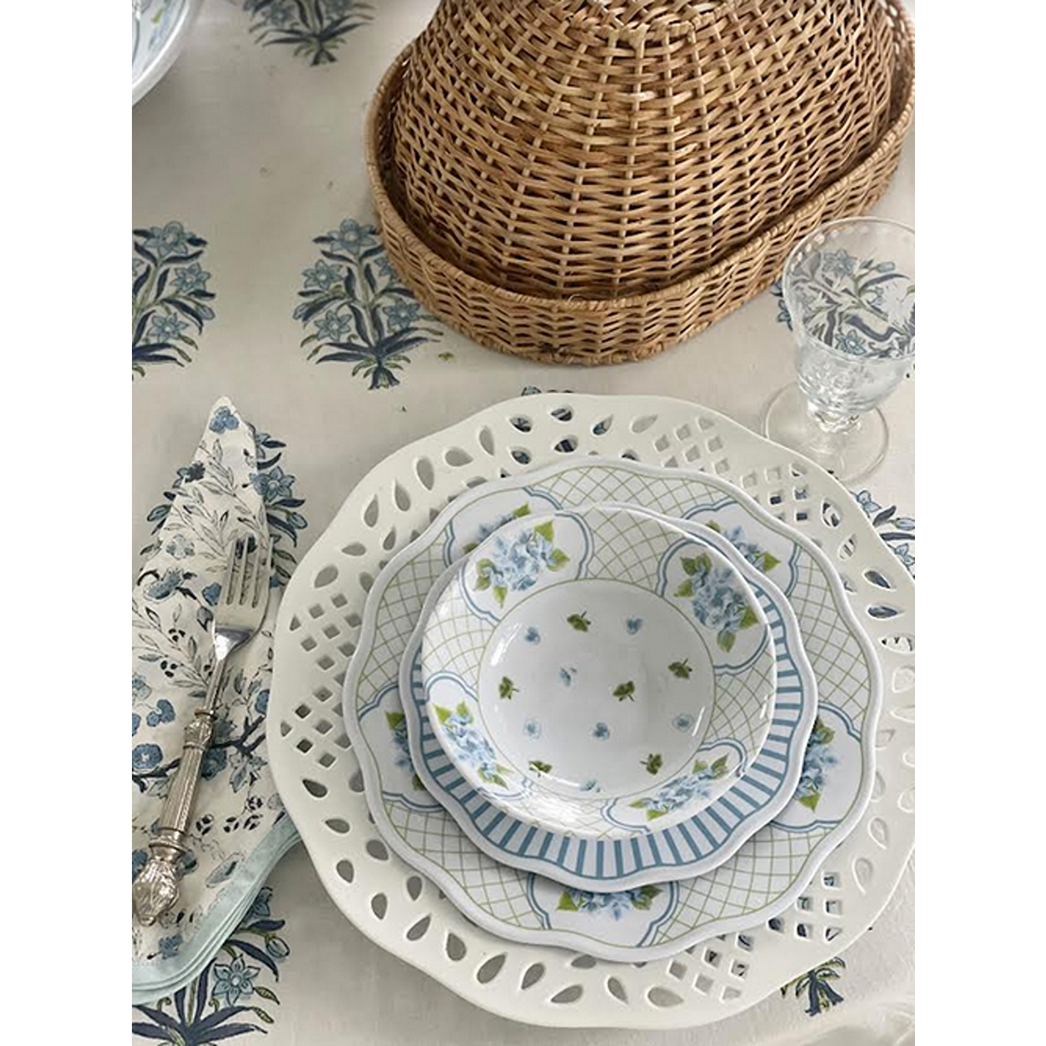 Blue Hydrangea Melamine Dinnerware Collection