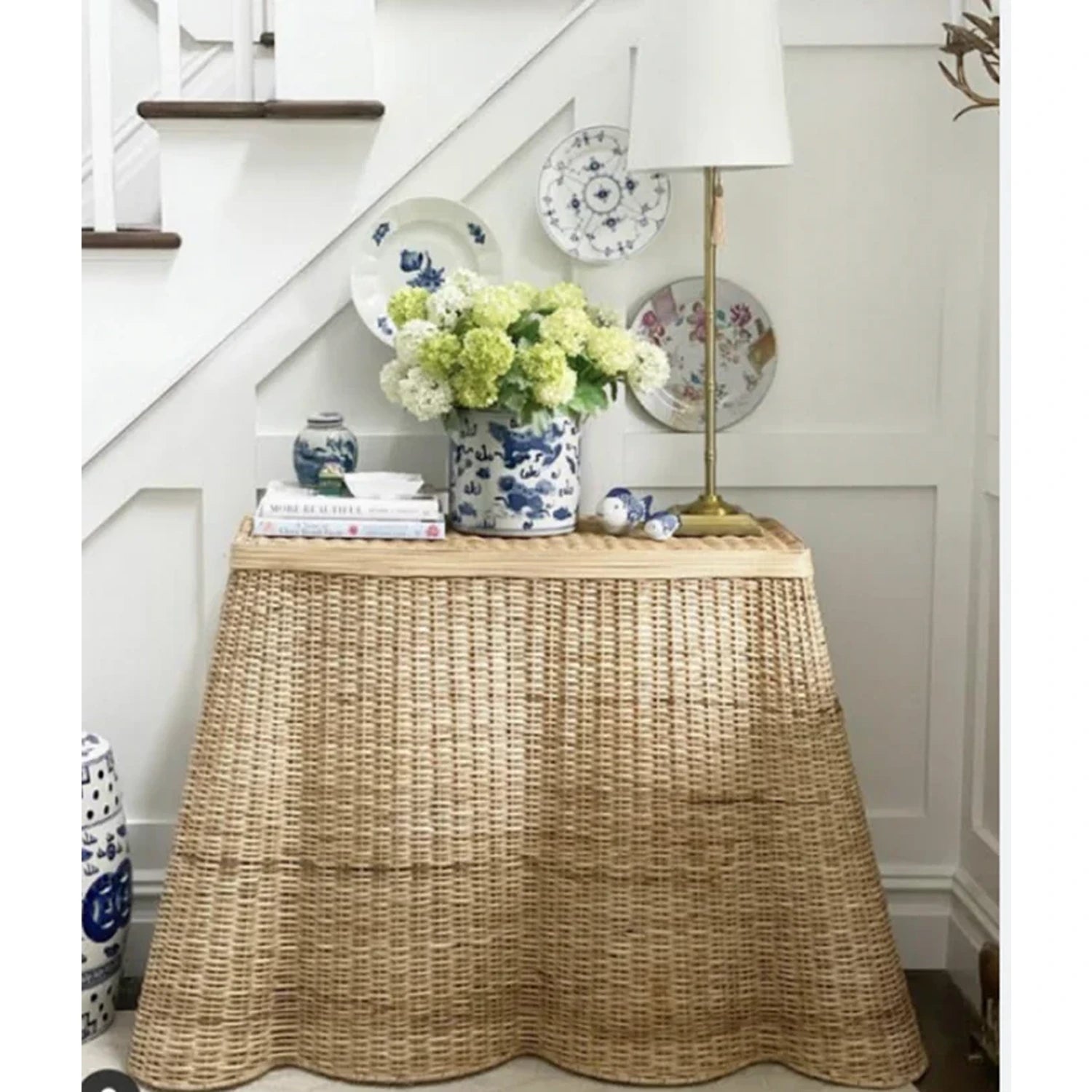 Scalloped Wicker Console