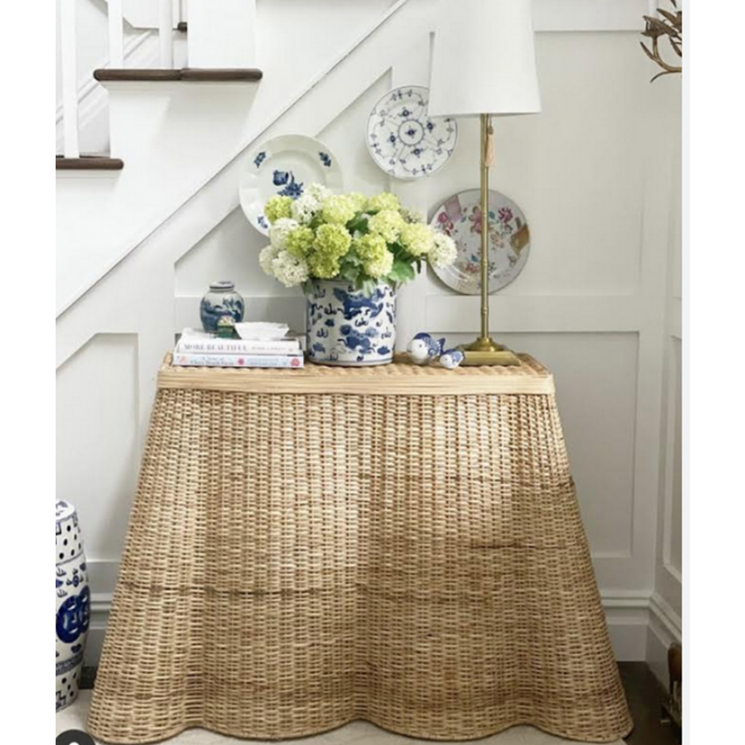 Scalloped Wicker Console