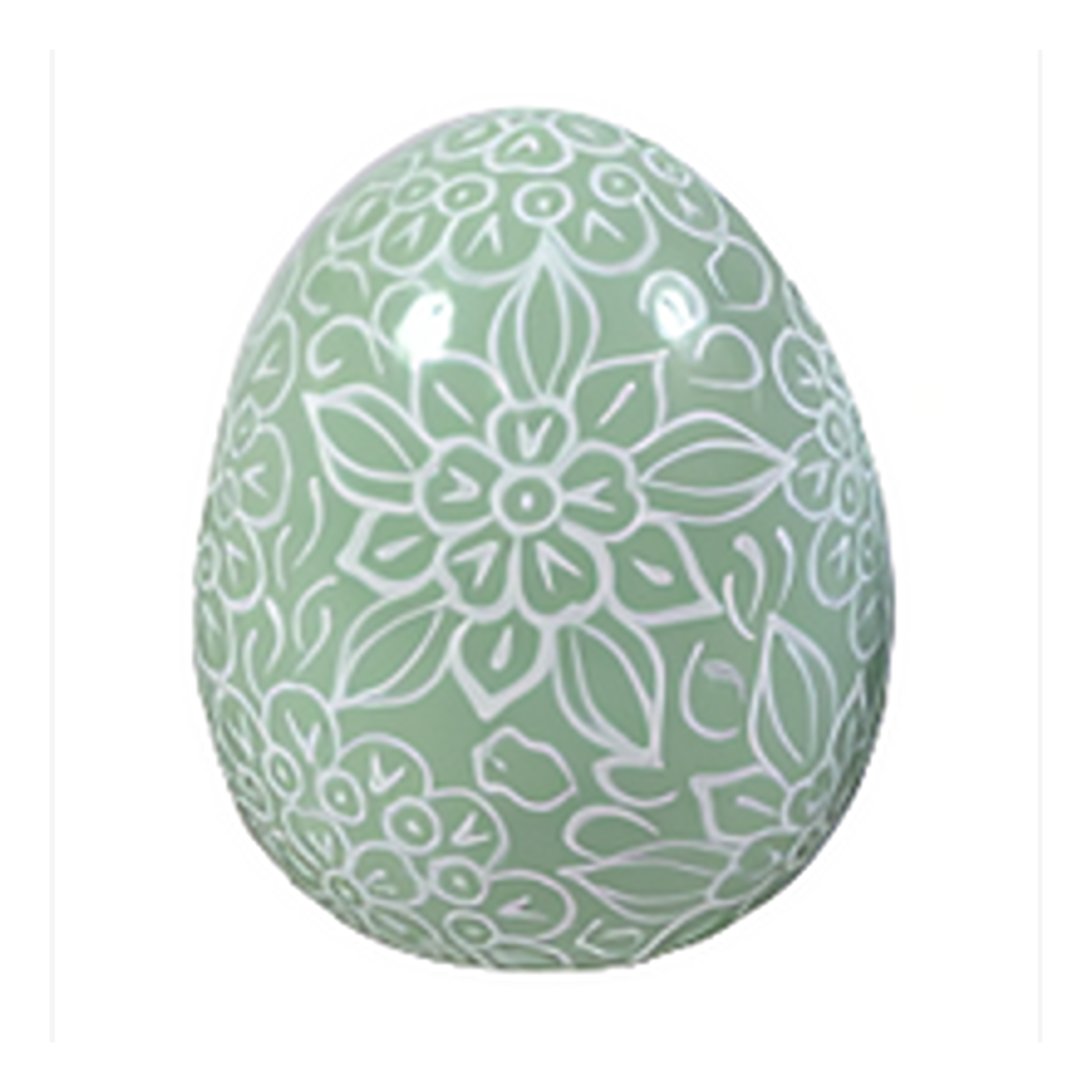 Green & White Floral Egg