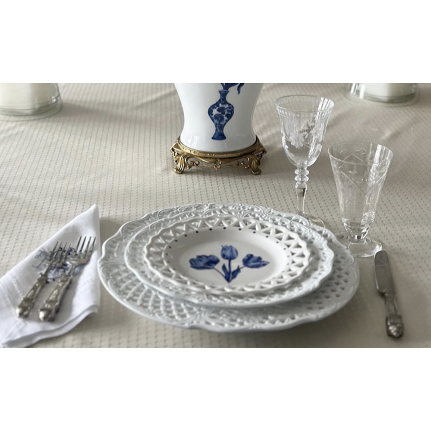 White Pierced Floral Dinnerware