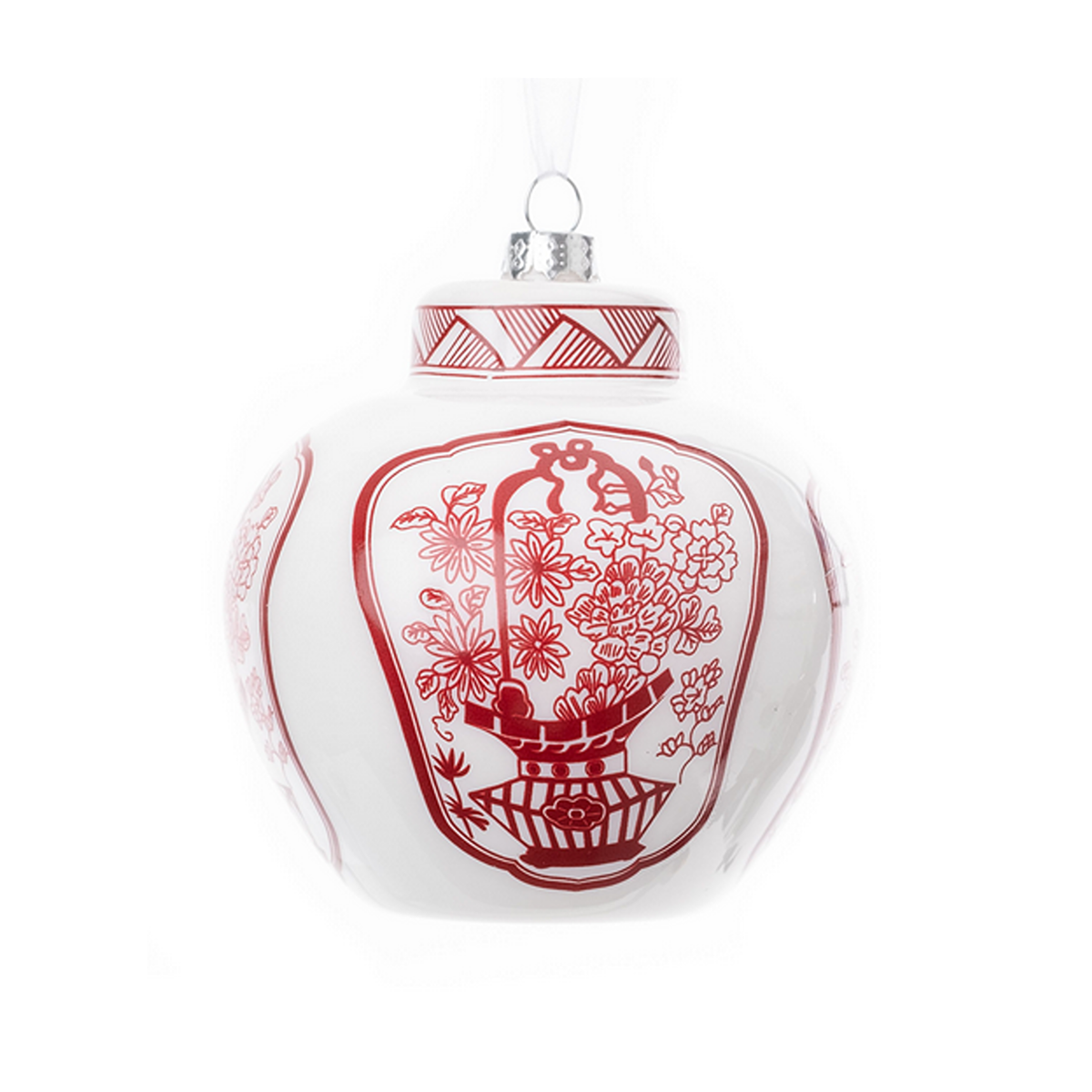 Red Trellis Flat Top Jar Ornament