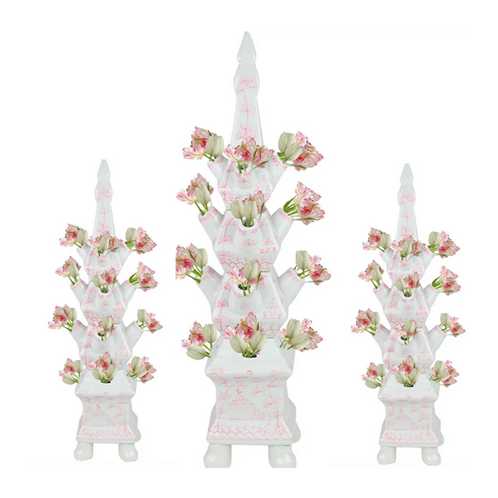 Pale Pink Village Scene Tulipiere