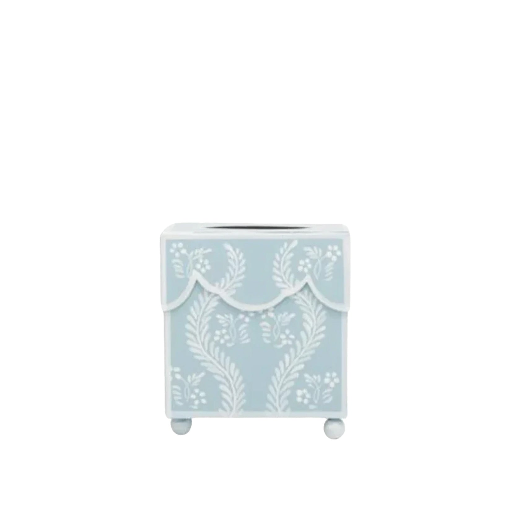 Sky Blue Square Trellis Wastepaper Basket & Tissue Holder