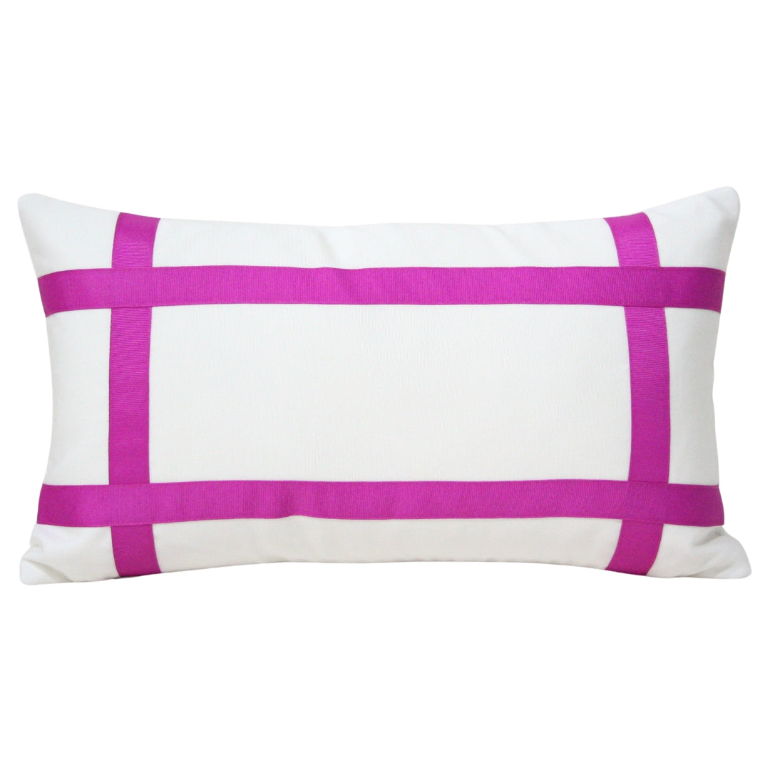 Solid White with Magenta Grosgrain Ribbon